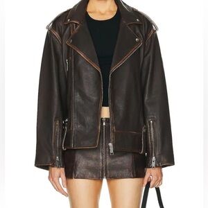 GRLFRND Brown Cat Moto Leather Jacket